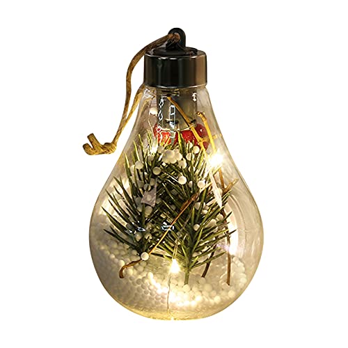 Christmas Transparent Bulbo LED Pingente Home New Pine agulha Berries Bola brilhante Árvore de Natal Decoração