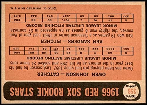 1966 TOPPS # 356 RED SOX SOX Ken Sanders/Owen Johnson Boston Red Sox NM Red Sox