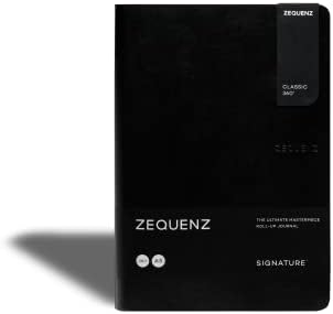 Caderno de capa macio do Zequenz Classic 360, diário de amarração suave, grande, preto, 5,75 x 8,25, 200 folhas / 400 páginas, quadrado,