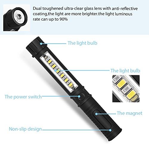 Newvan Tech 3 em 1 lanterna LED multifuncional com base magnética, preto, pacote de 3