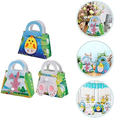 Bolsa de Páscoa de Abaodam Girl Girl 3pcs Sacos de presente de Páscoa Felt Great Candy Bacs Bunny Chicken Goodie Bags Presente para crianças Favores de festa de Páscoa