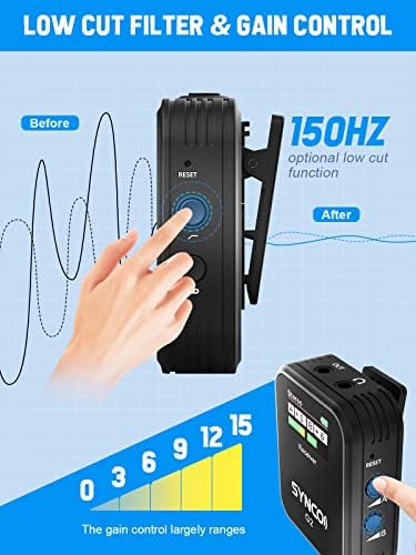 Microfone Lavalier sem fio Synco, G2 2.4G Dual transmissor Lapel Mic 330ft 8h para a classe On Line Vlog Transmissão ao vivo YouTube