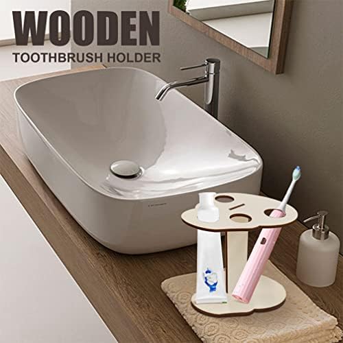 Escovas de dentes elétricas zerodeko suporte de dentes de dentes de madeira 5 slots slots pasta de dente de madeira Stand acessórios de banheiro Organizador para banheiros peças de banheiro