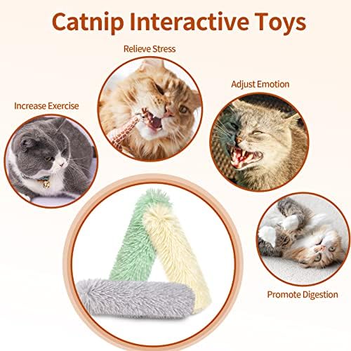 Toys de gato travesseiros de gato, 3 pacote de brinquedos interativos do kicker de gatos para gatos internos divertidos, brinquedos