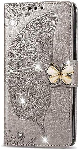 Lemaxelers OnePlus Nord N100 Case Bling Diamond Butterfly Animado Carteira Flip PU Couro Magnetic Slots com tampa de suporte