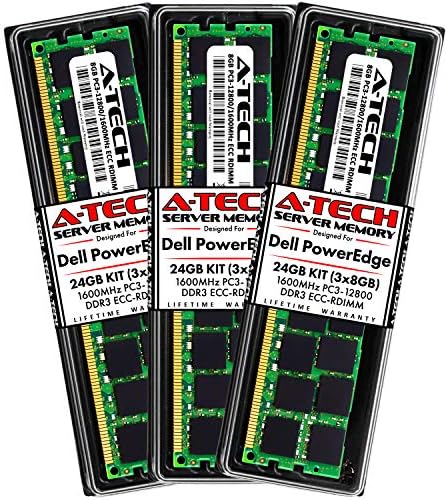 A-Tech 48GB RAM para Dell PowerEdge R320, R420, R420XR, R520, R620, R720, R720XD, R820, R920 | DDR3 1600MHz ECC-RDIMM PC3-12800 2RX4 1.5V Kit de atualização de memória do servidor DIMM ECC registrado