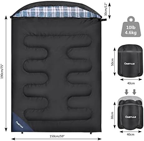 Saco de dormir duplo de luto para adultos, 2 pessoas de dormir com 2 travesseiros para camping de mochila, saco de dormir