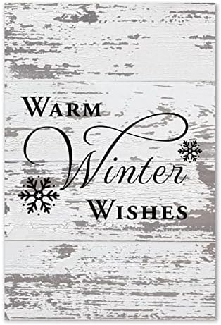 Alioyoit Vintage Style Wood Placa com Natal dizendo que os desejos de inverno quentes viverem na parede pendurada na parede