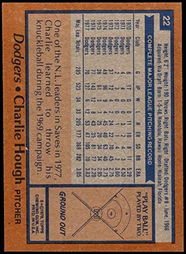1978 Topps # 22 Charlie Hough Los Angeles Dodgers NM+ Dodgers