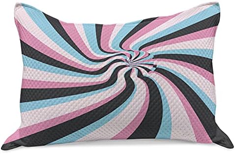 Ambesonne Abstract Surreal Knitt Quilt Cashwover, ilusão óptica em espiral distorcida colorida, capa padrão de almofada