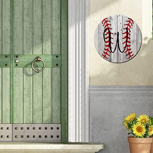 Carta inicial personalizada beisebol vintage redonda de metal sinalização círculo de metal signo de poster decorativo placa de