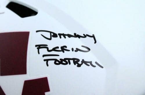 Johnny Manziel autografou o Texas A&M Lunar Speed ​​F/S capacete com 3 Insc. -Baw Holo - Capacetes da faculdade autografados