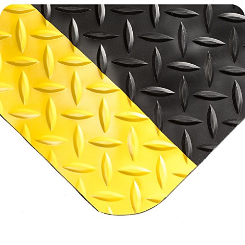 Wearwell 414.1516x2x4byl Placa de diamante Spongcote Ultrasoft Mat, 4 'comprimento x 2' largura x 15/16 de espessura, preto com amarelo