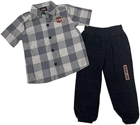 Camisa xadrez infantil e jeans da Harley-Davidson Baby Boys