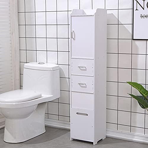 Gabinete de banheiro estreito QFFL, suporte de papel higiênico em pé com gavetas, rack de organizador doméstico impermeável e durável, para lugares de lavanderia