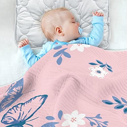 Cobertores de bebê de borboleta rosa para meninos super macios e quentes de crianças pequenas para meninas cobertor de berço leve, cobertor para carrinho de berço recém -nascido unissex infantil adulto decoração