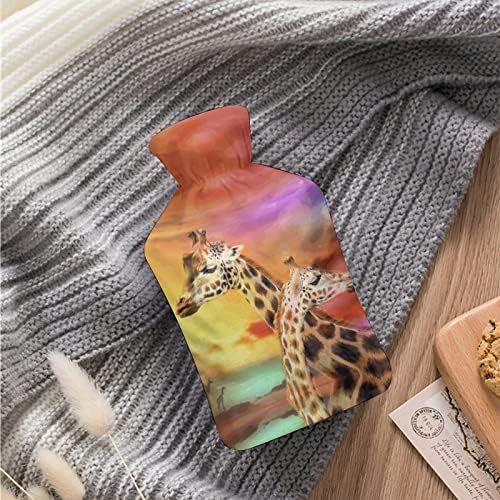 Girafa colorida garrafa de água quente saco de água quente com tampa para alívio da dor terapia de calor de compressa quente