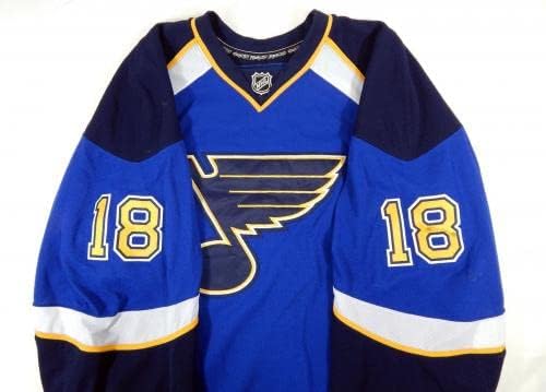 St. Louis Blues Jay McClement 18 Game usou Blue Jersey DP12080 - Jogo usado NHL Jerseys