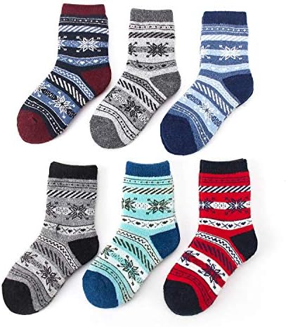 Meias de lã para crianças meninos de inverno meias quentes esperem meias térmicas da tripulação para meninos 6 pares
