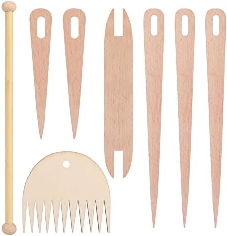Calidaka 8pcs Wood Hand Stick Stick Stick Diy Handcrafts Tools incluem 5pcs A agulha de crochê de tecela