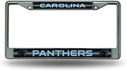 NFL RICO Industries Bling Chrome Plate Frame com sotaque glitter, Miami Dolphins, 6 x 12,25 polegadas
