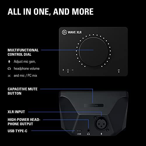 Solução Elgato XLR - Microfone XLR dinâmico, misturador de áudio para microfone XLR para USB -C, rejeição de ruído, software