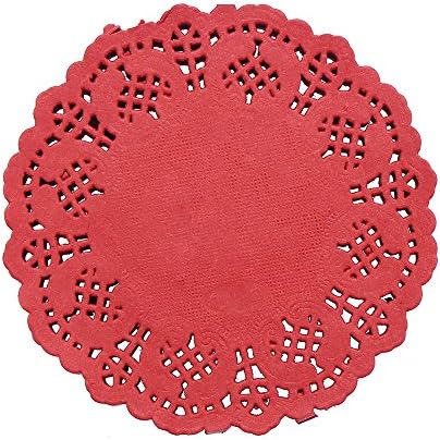 Decora 3,5 polegadas redonda de papel rosa de renda para meninas para decoração de utensílios de mesa, 100 pacote