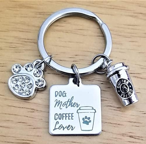 Kit's Kiss Coffee Keychain Dog Mom Chave de cachorro Pata Charms Dog Mãe Amante Presente Animal Animal Pet Memorial Coffee Coffee
