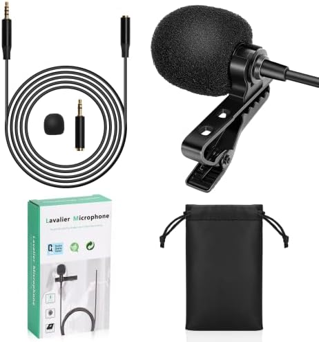 Microfone de lapela Lavalier de grau profissional para Alcatel A3 XL Compatível com iPhone Phone ou Camera Blogging Vlogging ASMR