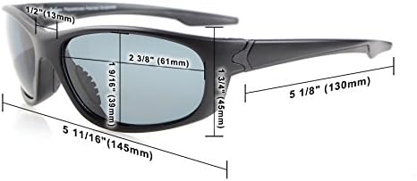 Olhos para os olhos TR90 Esportes inquebráveis ​​Óculos de sol bifocais Baseball Running Fishing Driving Golf Softball Caminhada Matte Black Frame Lente Gray +1.0