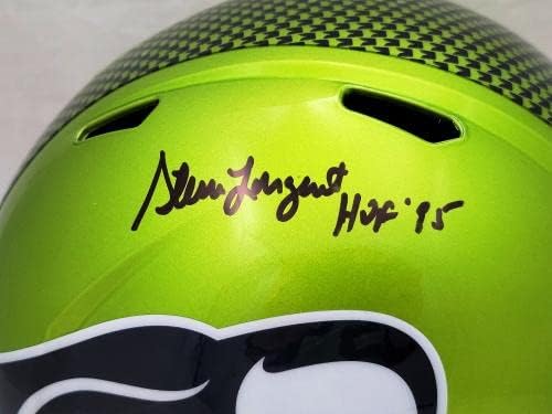 Steve Largent autografou Seattle Seahawks Flash Green Tamanho completo Réplica Capace