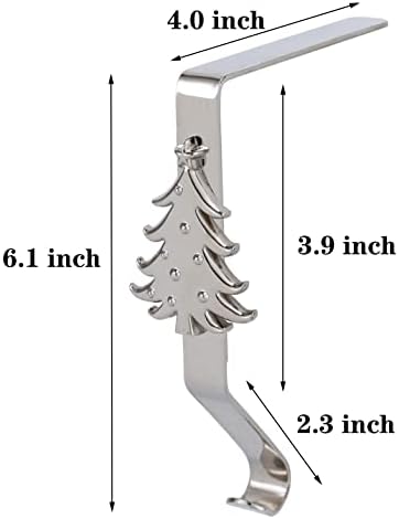 Cabides de meia de Natal para Mantel Conjunto de 4, diferentes suportes de meia de Natal de Metal para Mantel, ganchos de meia de Natal prateados, suporte para lareira para lareira