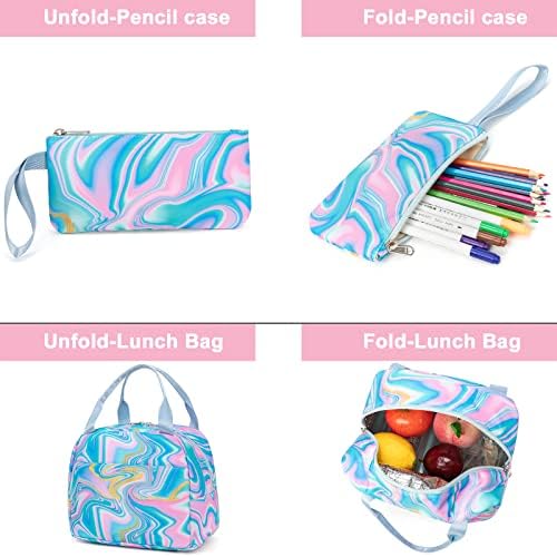 Mochila da Escola Camtop para meninas Teens Bookbag Set Tie Dye Kids Backpack 3 em 1, bolsas escolares com lanchonete lápis
