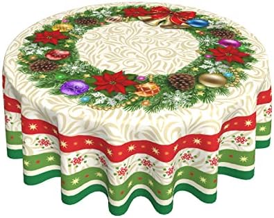 Tolera de mesa de barro de Natal de Kawani Round 60 polegadas de Natal Tala de mesa verde floral Xmas Winter Snowflake Polyester Table