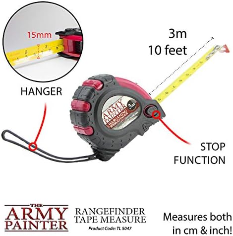 A fita de fita de medição de 10 pés de 10 pés do exército - pequena fita métrica e milímetros de fita frações de medição