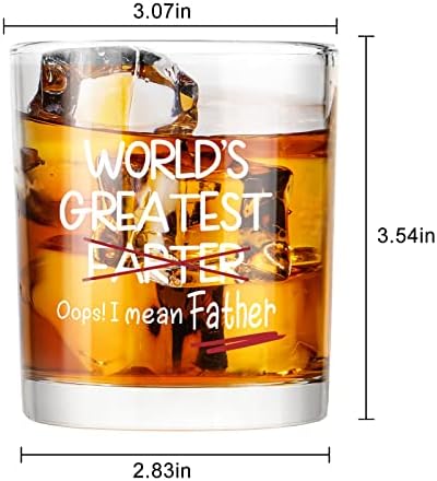 ModWnfy Funny Dad Gift Glass de uísque, Maior farter do mundo- quero dizer, pai de vidro antiquado, vidro escocês