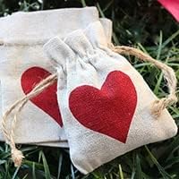 Jóias de jóias de algodão embalagem impressão corações vermelhos corações fofos bolsa de jóias de jóias de jóias bolsa de