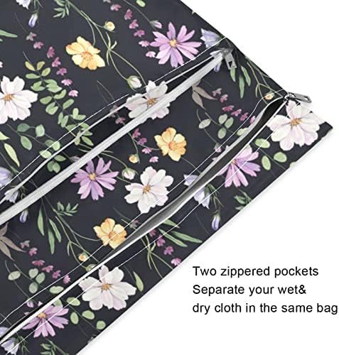 Kigai 2pcs fralda de bebê fralda de bolsas secas molhadas bolsas molhadas reutilizáveis ​​com dois bolsos com zíper para piscina