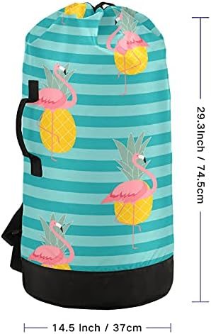 Colorido saco rosa de abacaxi de abacaxi rosa com alças de ombro de lavanderia mochila saco de tração de traço de tração suspensa cesto para acampamento em casa