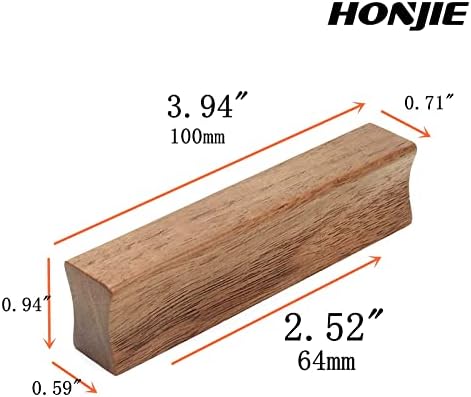 Honjie Drawer 3,94 /100mm Comprimento Sólido Puxa sólida Hardware de armário de guarda -roupa de nogueira Hardware com parafuso, 4pcs