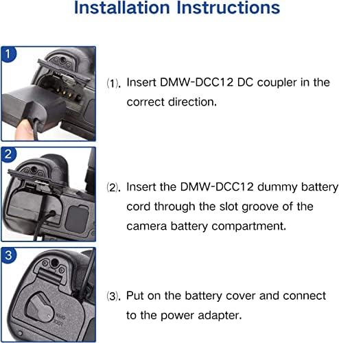 HY1C DMW-DCC12 DC ACUPLOR DMW-AC10 Adaptador de energia CA DMW-BLF19 Kit de bateria do Dummy para Panasonic Lumix