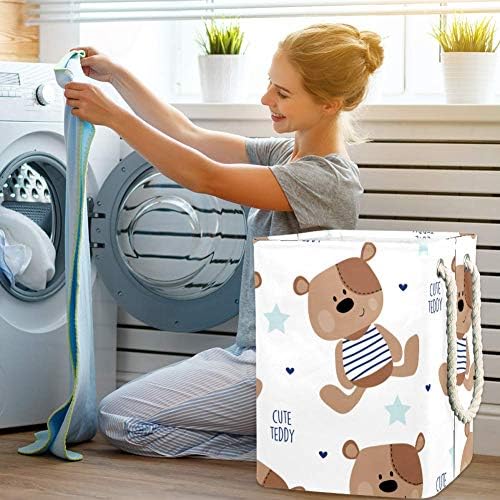 Homomer Laundry Tester Teddy Bear Toy Toy Collapsible Laundry Bestkets Firm Washing Bin Roupas de roupas Organização para dormitório do quarto do banheiro