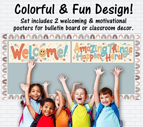 Honeykick Welcome Poster Poster Set - Banner para Escolas Preschool, Elementares e Médias - Decoração do Conselho de Boletins