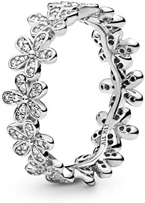Pandora Jewelry Daisy Flower Cubic Anel de zircônia em prata esterlina