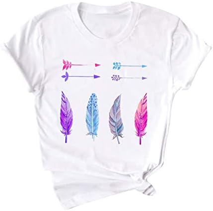 Camisa de verão para garotas adolescentes para feminino de camiseta redonda Tops Tops Butterfly Imprimir camisetas gráficas Blusa de camiseta de túnica fofa