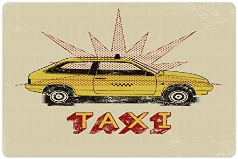 Ambesonne retro tapete de estimação para comida e água, estilo de táxi antiquado de estilo pop de arte com efeitos