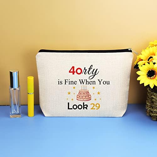 Presentes engraçados de 40º aniversário para mulheres Bolsa de maquiagem 40º Presentes de aniversário de 40 anos