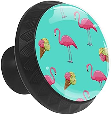 12 peças de verão rosa flamingo de gelo de vidro botões para gavetas de cômoda, 1,37 x 1,10 em armários de cozinha redondos para