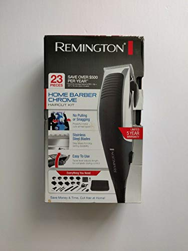 REMINGTON REMINGTON 23 peças barbeiro de corte de cabelo cromado, cortadores de cabelo, preto/cinza, hc1085