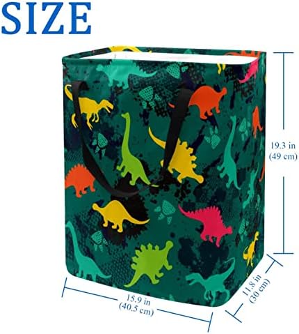 Dinosaur pegada padrão de pegada estampada cesto de lavanderia dobrável, cestas de lavanderia à prova d'água de 60L